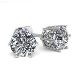 1.50 CTW Certified VS/SI Diamond Stud Solitaire Earrings 18K White Gold - REF-298Y8N - 35838