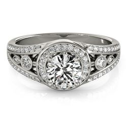 1.15 CTW Certified VS/SI Diamond Solitaire Halo Ring 18K White Gold - REF-218R2K - 26742