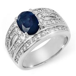 2.44 CTW Blue Sapphire & Diamond Ring 18K White Gold - REF-152N8Y - 11826