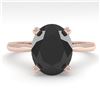 5.0 CTW Oval Black Diamond Engagement Designer Ring 18K Rose Gold - REF-143R8K - 32450