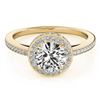Image 1 : 1 CTW Certified VS/SI Diamond Solitaire Halo Ring 18K Yellow Gold - REF-143W6H - 26918