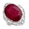 Image 1 : 15.0 CTW Ruby & Diamond Ring 14K White Gold - REF-175X3T - 11603