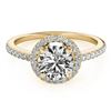 0.90 CTW Certified VS/SI Diamond Solitaire Halo Ring 18K Yellow Gold - REF-132T4X - 26813