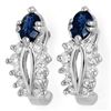 0.90 CTW Blue Sapphire & Diamond Earrings 14K White Gold - REF-42N2Y - 10136