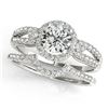 1.11 CTW Certified VS/SI Diamond 2Pc Wedding Set Solitaire Halo 14K White Gold - REF-196R2K - 31178
