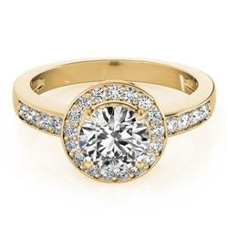 1.2 CTW Certified VS/SI Diamond Solitaire Halo Ring 18K Yellow Gold - REF-214N5Y - 26969