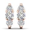 2 CTW Certified VS/SI Diamond 3 Stone Stud Earrings 14K Rose Gold - REF-230H4W - 30478
