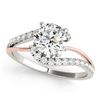 Image 2 : 1.37 CTW Certified VS/SI Diamond Bypass Solitaire 2Pc Set Two Tone 14K White & Rose Gold - REF-210M2