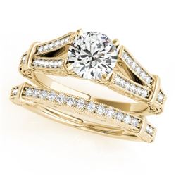 1.16 CTW Certified VS/SI Diamond Solitaire 2Pc Wedding Set Antique 14K Yellow Gold - REF-222M2F - 31