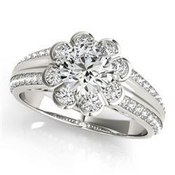 0.85 CTW Certified VS/SI Diamond Solitaire Halo Ring 18K White Gold - REF-121F8M - 27030