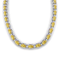 46.5 CTW Citrine & VS/SI Certified Diamond Eternity Necklace 10K White Gold - REF-226R2K - 29419