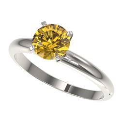 1.25 CTW Certified Intense Yellow SI Diamond Solitaire Ring 10K White Gold - REF-179N3Y - 32911