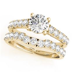 1.39 CTW Certified VS/SI Diamond 2Pc Set Solitaire Wedding 14K Yellow Gold - REF-215Y5N - 32089