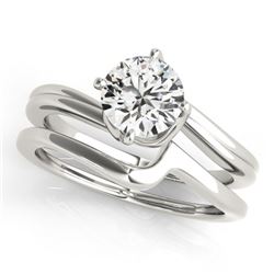 0.75 CTW Certified VS/SI Diamond Bypass Solitaire 2Pc Wedding Set 14K White Gold - REF-171M6F - 3176