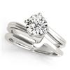 Image 1 : 0.75 CTW Certified VS/SI Diamond Bypass Solitaire 2Pc Wedding Set 14K White Gold - REF-171M6F - 3176