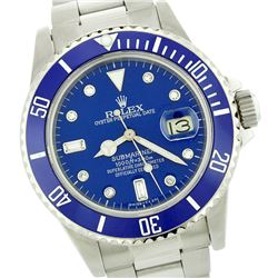 Rolex Men's Submariner, QuickSet, Diam Dial w/ Rotatable Blue Insert Bezel - REF-649X3A