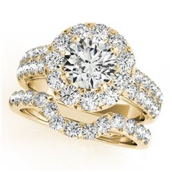 2.06 CTW Certified VS/SI Diamond 2Pc Wedding Set Solitaire Halo 14K Yellow Gold - REF-197K8R - 30884