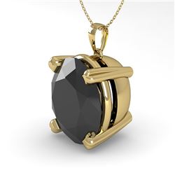 9.0 CTW Oval Black Diamond Designer Necklace 14K Yellow Gold - REF-191Y8N - 38438