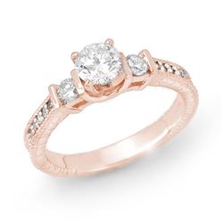 0.90 CTW Certified VS/SI Diamond Solitaire Ring 14K Rose Gold - REF-131M8F - 14259