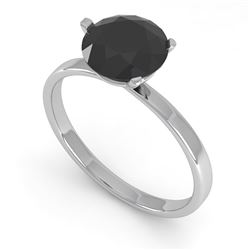 1.50 CTW Black Certified Diamond Engagement Ring Martini 18K White Gold - REF-59X3T - 32241