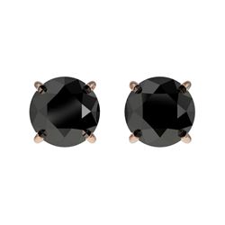 1.11 CTW Fancy Black VS Diamond Solitaire Stud Earrings 10K Rose Gold - REF-32H5W - 36588