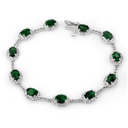 10.40 CTW Emerald & Diamond Bracelet 10K White Gold - REF-84H4W - 10780