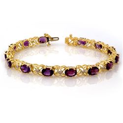 9.55 CTW Amethyst & Diamond Bracelet 10K Yellow Gold - REF-71W6H - 10194