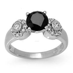 1.90 CTW Vs Certified Black & White Diamond Ring 14K White Gold - REF-81X3T - 11860