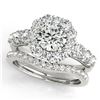 3.16 CTW Certified VS/SI Diamond 2Pc Wedding Set Solitaire Halo 14K White Gold - REF-592N5Y - 30726