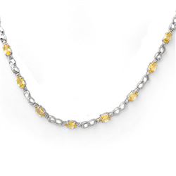 9.02 CTW Yellow Sapphire & Diamond Necklace 10K White Gold - REF-85K5R - 11037