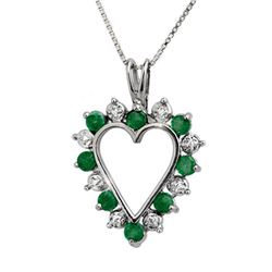 0.80 CTW Emerald & Diamond Pendant 18K White Gold - REF-40N2Y - 12671