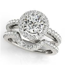 2.02 CTW Certified VS/SI Diamond 2Pc Wedding Set Solitaire Halo 14K White Gold - REF-417K5R - 30780