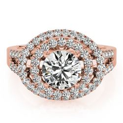 1.75 CTW Certified VS/SI Diamond Solitaire Halo Ring 18K Rose Gold - REF-438T4X - 26926