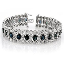 18.50 CTW Blue Sapphire & Diamond Bracelet 18K White Gold - REF-573W6H - 14621