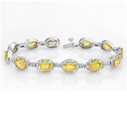 19.6 CTW Yellow Sapphire & Diamond Bracelet 14K White Gold - REF-354M5F - 10226