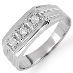 0.20 CTW Certified VS/SI Diamond Mens Ring 18K White Gold - REF-54W5H - 10266