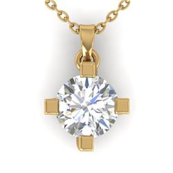 1 CTW Certified VS/SI Diamond Solitaire Necklace 14K Yellow Gold - REF-270N3Y - 30404