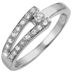 0.30 CTW Certified VS/SI Diamond Ring 18K White Gold - REF-44H2W - 10285