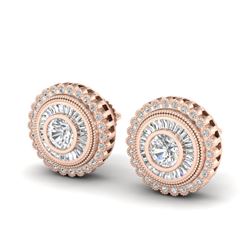2.61 CTW VS/SI Diamond Solitaire Art Deco Stud Earrings 18K Rose Gold - REF-381F8M - 37083
