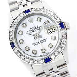 Rolex Ladies Stainless Steel, Diam Dial & Diam/Sapphire Bezel, Saph Crystal - REF-355R6Z