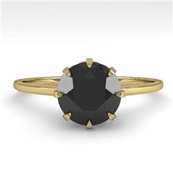 1.50 CTW Black Certified Diamond Solitaire Engagement Ring 18K Yellow Gold - REF-60Y2N - 35764