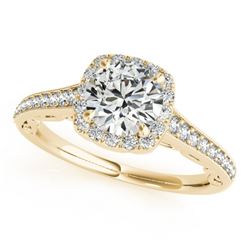 0.75 CTW Certified VS/SI Diamond Solitaire Halo Ring 18K Yellow Gold - REF-98Y4N - 26541