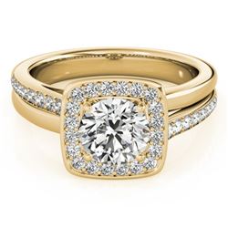 1.33 CTW Certified VS/SI Diamond Solitaire Halo Ring 18K Yellow Gold - REF-395R5K - 26843