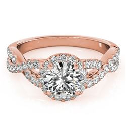 1.54 CTW Certified VS/SI Diamond Solitaire Halo Ring 18K Rose Gold - REF-385H8W - 26558