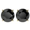 Image 1 : 4.19 CTW Fancy Black VS Diamond Solitaire Stud Earrings 10K Yellow Gold - REF-100W2H - 36713