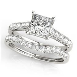 1.8 CTW Certified VS/SI Princess Diamond 2Pc Wedding Set 14K White Gold - REF-395T3X - 32075