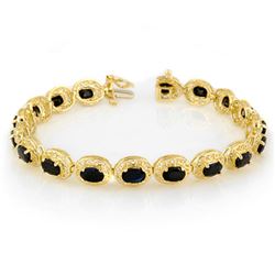 12.0 CTW Blue Sapphire Bracelet 10K Yellow Gold - REF-94F5M - 11760