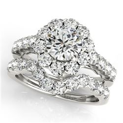 4.01 CTW Certified VS/SI Diamond 2Pc Wedding Set Solitaire Halo 14K White Gold - REF-647H4W - 30825