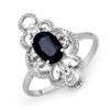 1.10 CTW Blue Sapphire & Diamond Ring 18K White Gold - REF-33W5H - 12288
