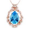 13.84 CTW Blue Topaz & Diamond Necklace 14K Rose Gold - REF-109H6W - 10083